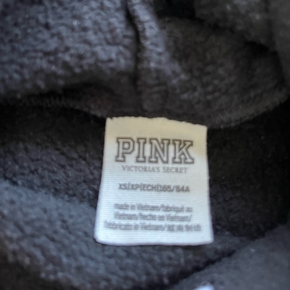 PINK Victoria’s Secret cropped black hoodie with blue writing - Picture 2 of 4